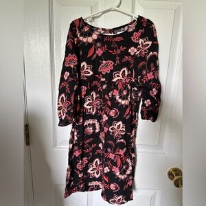Old Navy Black Dress with Pink Floral Design